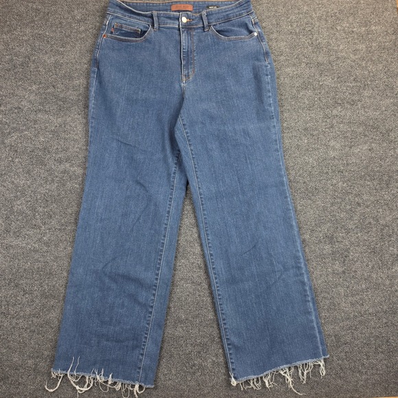 Judy Blue Denim - Judy Blue Wide Leg Jeans Women's 16W High Rise Raw Hem Dark Wash Retro Inspired
